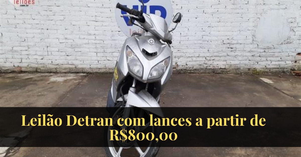 Leilão de veículos Detran com lances a partir de R$800,00