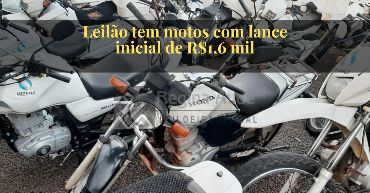 Leilão tem motos com lance inicial de R$1,6 mil