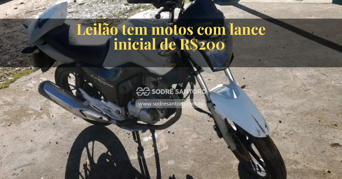 Leilão de motos Allianz Seguro com lances a partir de R$ 200